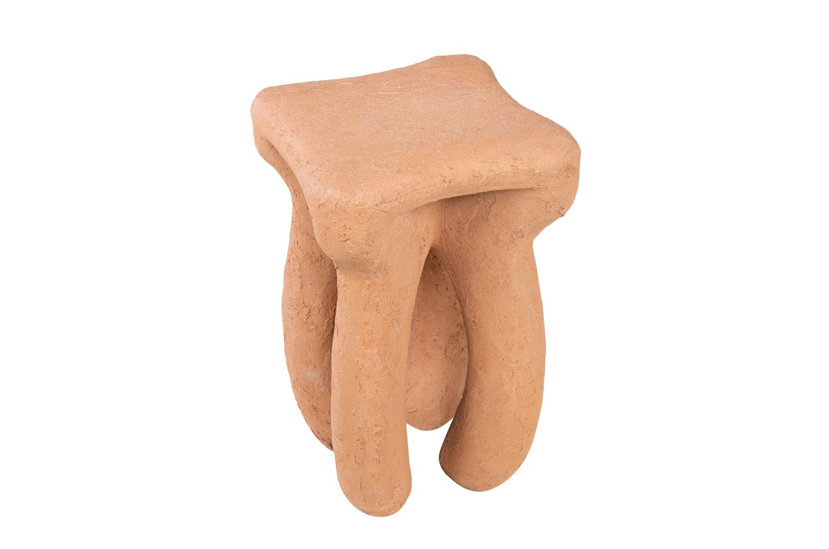 Casa Padrino Mesa Auxiliar / Taburete de Lujo Terracota 38 x 38 x H. 50 cm - Mesa Auxiliar de Formas Orgánicas de Fibra de Vidrio, Utilizable también como Taburete - Muebles de Lujo Casa Padrino Mesa Auxiliar / Taburete de Lujo Terracota 38 x 38 x H. 50 cm - Mesa Auxiliar de Formas Orgánicas de Fibra de Vidrio, Utilizable también como Taburete - Muebles de Lujo