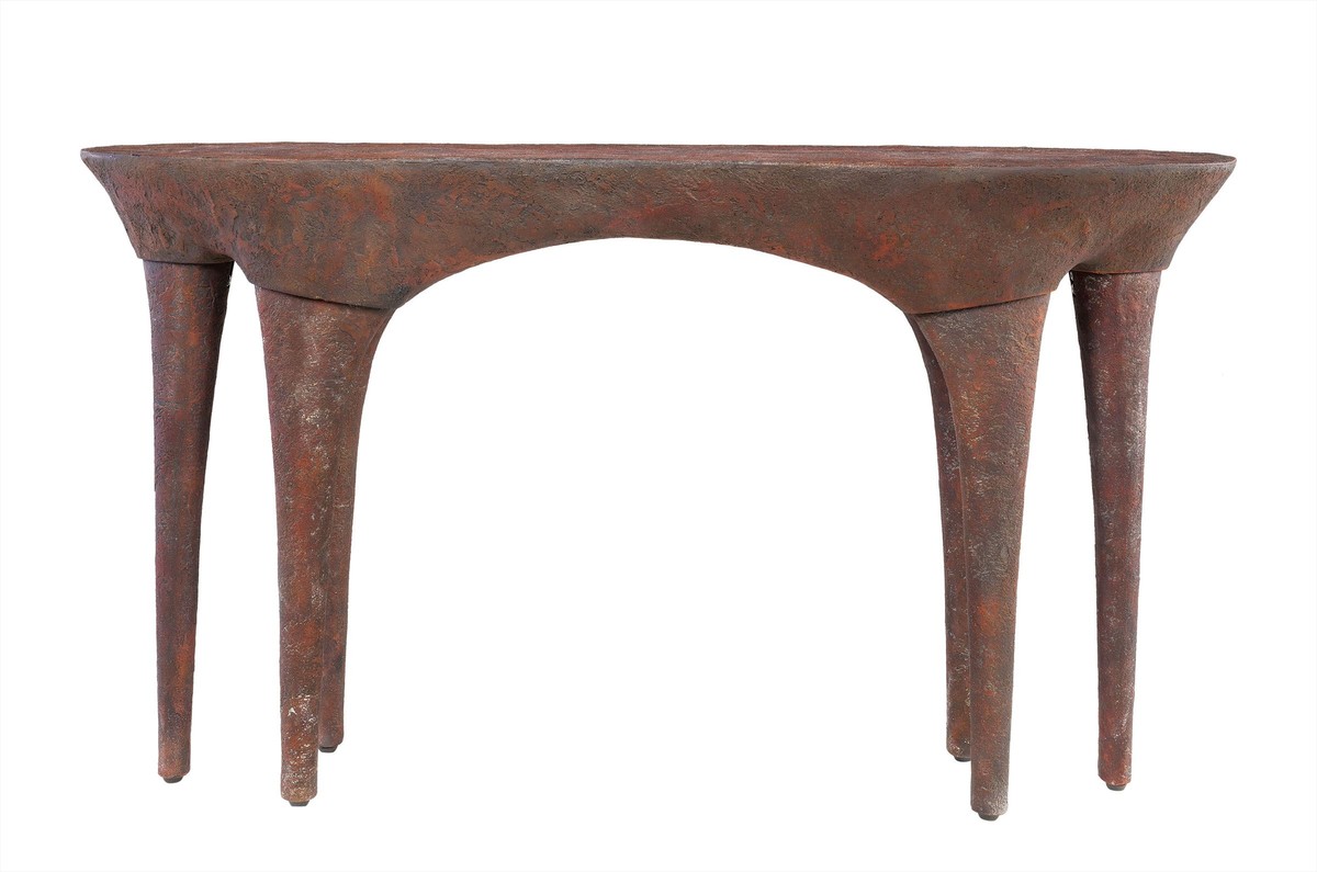 Casa Padrino Consola de Lujo Color Cobre 140 x 42 x H. 82 cm - Mesa Consola Escultural con Aspecto de Cobre Envejecido - Muebles de Lujo Casa Padrino Consola de Lujo Color Cobre 140 x 42 x H. 82 cm - Mesa Consola Escultural con Aspecto de Cobre Envejecido - Muebles de Lujo