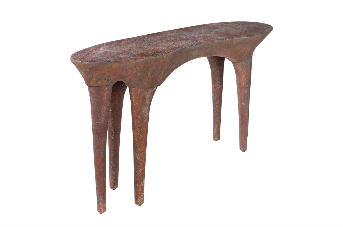 Casa Padrino Consola de Lujo Color Cobre 140 x 42 x H. 82 cm - Mesa Consola Escultural con Aspecto de Cobre Envejecido - Muebles de Lujo Casa Padrino Consola de Lujo Color Cobre 140 x 42 x H. 82 cm - Mesa Consola Escultural con Aspecto de Cobre Envejecido - Muebles de Lujo