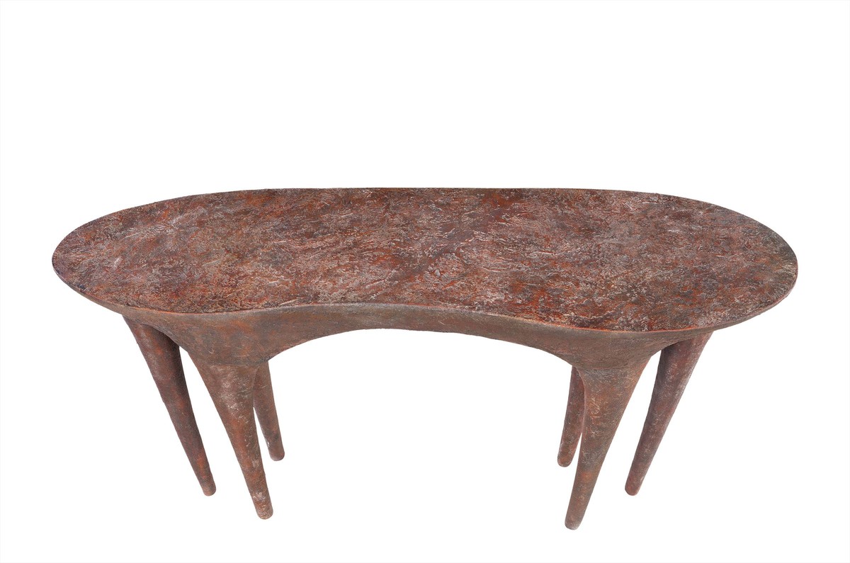 Casa Padrino Consola de Lujo Color Cobre 140 x 42 x H. 82 cm - Mesa Consola Escultural con Aspecto de Cobre Envejecido - Muebles de Lujo Casa Padrino Consola de Lujo Color Cobre 140 x 42 x H. 82 cm - Mesa Consola Escultural con Aspecto de Cobre Envejecido - Muebles de Lujo