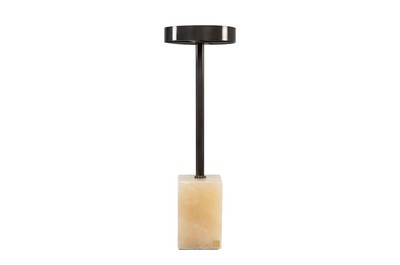 Casa Padrino Mesa Auxiliar de Lujo Ø 21 x H. 64 cm - Mesa Redonda de Ónix con Pie de Acero Inoxidable - Muebles de Lujo Casa Padrino Mesa Auxiliar de Lujo Ø 21 x H. 64 cm - Mesa Redonda de Ónix con Pie de Acero Inoxidable - Muebles de Lujo