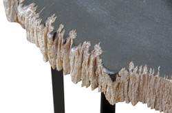 Casa Padrino Tavolino di Lusso Marrone 56 x 43 x H. 60 cm - Tavolino con Piano in Legno Pietrificato e Base in Ferro Nero - Mobili di Lusso Casa Padrino Tavolino di Lusso Marrone 56 x 43 x H. 60 cm - Tavolino con Piano in Legno Pietrificato e Base in Ferro Nero - Mobili di Lusso