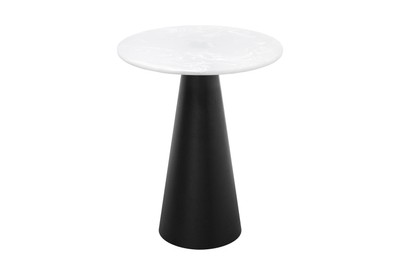 Casa Padrino Mesa Auxiliar de Lujo Cone Blanco Ø 50 x H. 60 cm - Mesa Auxiliar Redonda Efecto Mármol con Pie Cónico y Estructura de Metal Negro - Muebles de Lujo Casa Padrino Mesa Auxiliar de Lujo Cone Blanco Ø 50 x H. 60 cm - Mesa Auxiliar Redonda Efecto Mármol con Pie Cónico y Estructura de Metal Negro - Muebles de Lujo