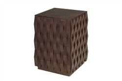 Casa Padrino Tavolino di Lusso Naga Marrone 37 x 37 x H. 52 cm - Tavolino Compatto in Legno Massello dal Caldo Tono Marrone - Mobili di Lusso