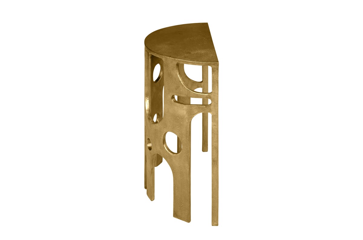 Casa Padrino Consola de Lujo Savage Bronce 50 x 25 x H. 60 cm - Pequeña Consola de Pared Escultural de Aluminio Efecto Bronce - Muebles de Lujo Casa Padrino Consola de Lujo Savage Bronce 50 x 25 x H. 60 cm - Pequeña Consola de Pared Escultural de Aluminio Efecto Bronce - Muebles de Lujo