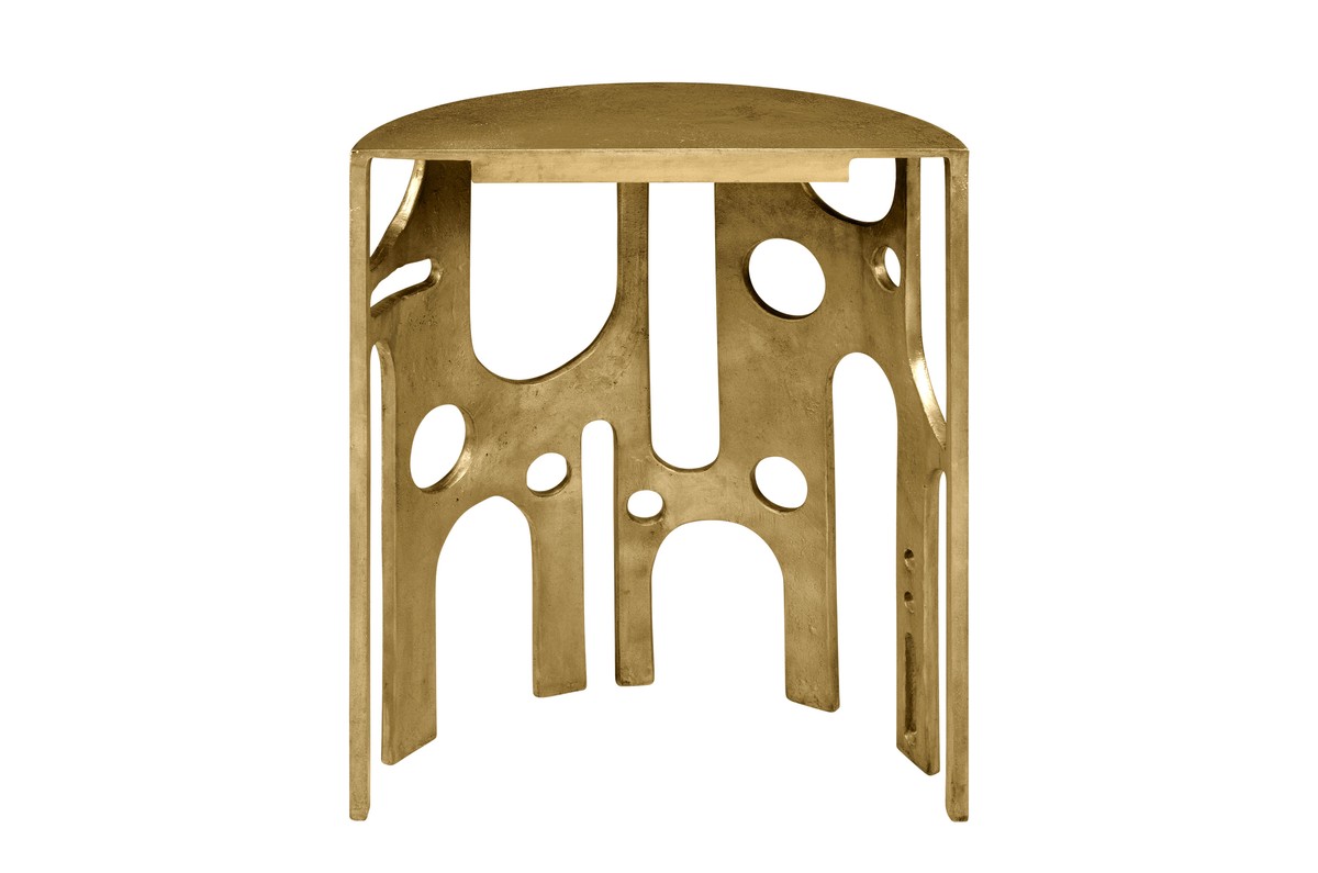 Casa Padrino Consola de Lujo Savage Bronce 50 x 25 x H. 60 cm - Pequeña Consola de Pared Escultural de Aluminio Efecto Bronce - Muebles de Lujo Casa Padrino Consola de Lujo Savage Bronce 50 x 25 x H. 60 cm - Pequeña Consola de Pared Escultural de Aluminio Efecto Bronce - Muebles de Lujo