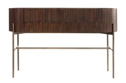 Casa Padrino Consolle di Lusso Pogoro Marrone 130 x 45 x H. 80 cm - Consolle in Legno Massello con Struttura in Metallo Effetto Ottone Scuro - Mobili di Lusso