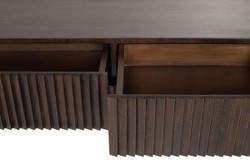 Casa Padrino Consolle di Lusso Pogoro Marrone 130 x 45 x H. 80 cm - Consolle in Legno Massello con Struttura in Metallo Effetto Ottone Scuro - Mobili di Lusso