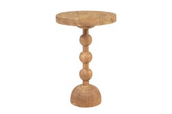 Casa Padrino Luxus Massivholz Beistelltisch Naturfarben Ø 50 x H. 76 cm - Hoher runder Beistelltisch aus handgedrechseltem Dimb-Holz mit gestapelten Kugelformen - Luxus Möbel