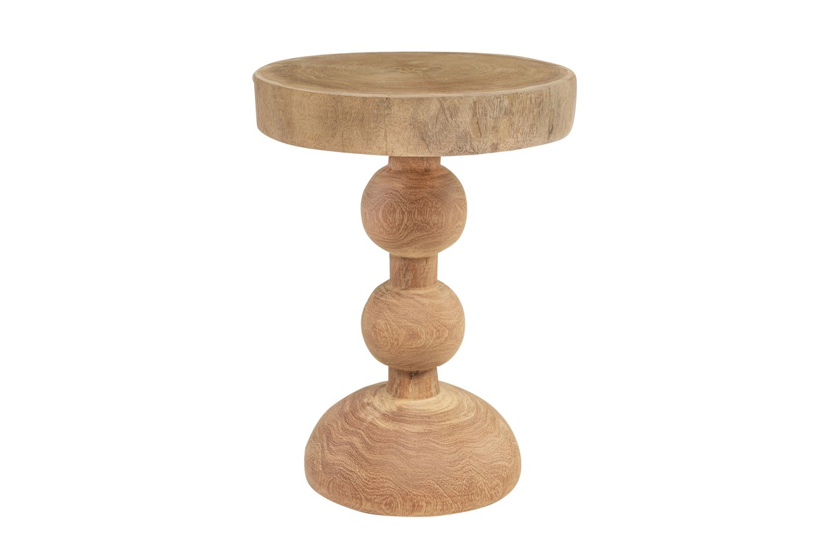 Casa Padrino Luxus Massivholz Beistelltisch / Hocker Naturfarben Ø 32,5 x H. 44,5 cm - Runder Beistelltisch aus handgedrechseltem Dimb-Holz mit gestapelten Kugelformen - Luxus Möbel Casa Padrino Luxus Massivholz Beistelltisch / Hocker Naturfarben Ø 32,5 x H. 44,5 cm - Runder Beistelltisch aus handgedrechseltem Dimb-Holz mit gestapelten Kugelformen - Luxus Möbel