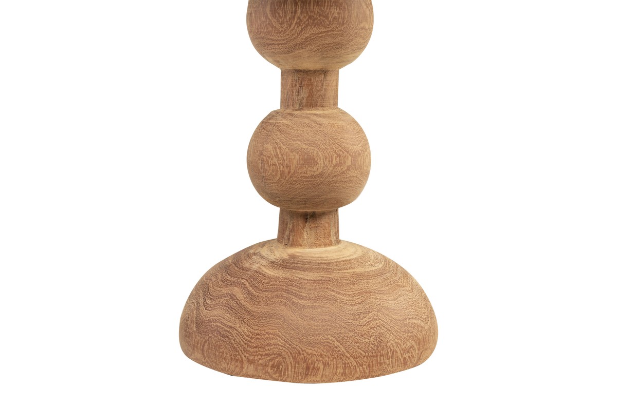 Casa Padrino Luxus Massivholz Beistelltisch / Hocker Naturfarben Ø 32,5 x H. 44,5 cm - Runder Beistelltisch aus handgedrechseltem Dimb-Holz mit gestapelten Kugelformen - Luxus Möbel Casa Padrino Luxus Massivholz Beistelltisch / Hocker Naturfarben Ø 32,5 x H. 44,5 cm - Runder Beistelltisch aus handgedrechseltem Dimb-Holz mit gestapelten Kugelformen - Luxus Möbel