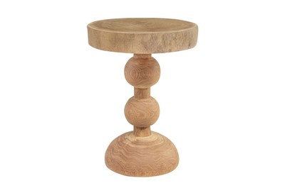 Casa Padrino Mesa Auxiliar / Taburete de Madera Maciza de Lujo Natural Ø 32,5 x H. 44,5 cm - Mesa Auxiliar Redonda de Madera de Dimb Torneada a Mano con Formas de Esferas Apiladas - Muebles de Lujo Casa Padrino Mesa Auxiliar / Taburete de Madera Maciza de Lujo Natural Ø 32,5 x H. 44,5 cm - Mesa Auxiliar Redonda de Madera de Dimb Torneada a Mano con Formas de Esferas Apiladas - Muebles de Lujo
