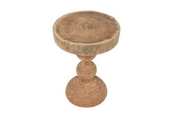 Casa Padrino Luxus Massivholz Beistelltisch / Hocker Naturfarben Ø 32,5 x H. 44,5 cm - Runder Beistelltisch aus handgedrechseltem Dimb-Holz mit gestapelten Kugelformen - Luxus Möbel Casa Padrino Luxus Massivholz Beistelltisch / Hocker Naturfarben Ø 32,5 x H. 44,5 cm - Runder Beistelltisch aus handgedrechseltem Dimb-Holz mit gestapelten Kugelformen - Luxus Möbel