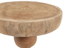 Casa Padrino Luxus Massivholz Beistelltisch / Hocker Naturfarben Ø 32,5 x H. 44,5 cm - Runder Beistelltisch aus handgedrechseltem Dimb-Holz mit gestapelten Kugelformen - Luxus Möbel Casa Padrino Luxus Massivholz Beistelltisch / Hocker Naturfarben Ø 32,5 x H. 44,5 cm - Runder Beistelltisch aus handgedrechseltem Dimb-Holz mit gestapelten Kugelformen - Luxus Möbel