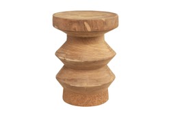 Casa Padrino Luxus Massivholz Beistelltisch / Hocker Naturfarben Ø 33 x H. 45,5 cm - Handgeschnitzter Beistelltisch aus Dimb-Holz in Form eines Schach-Turms - Luxus Möbel Casa Padrino Luxus Massivholz Beistelltisch / Hocker Naturfarben Ø 33 x H. 45,5 cm - Handgeschnitzter Beistelltisch aus Dimb-Holz in Form eines Schach-Turms - Luxus Möbel