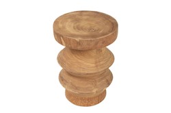 Casa Padrino Luxus Massivholz Beistelltisch / Hocker Naturfarben Ø 33 x H. 45,5 cm - Handgeschnitzter Beistelltisch aus Dimb-Holz in Form eines Schach-Turms - Luxus Möbel Casa Padrino Luxus Massivholz Beistelltisch / Hocker Naturfarben Ø 33 x H. 45,5 cm - Handgeschnitzter Beistelltisch aus Dimb-Holz in Form eines Schach-Turms - Luxus Möbel