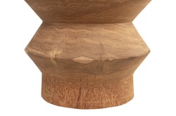 Casa Padrino Luxus Massivholz Beistelltisch / Hocker Naturfarben Ø 33 x H. 45,5 cm - Handgeschnitzter Beistelltisch aus Dimb-Holz in Form eines Schach-Turms - Luxus Möbel Casa Padrino Luxus Massivholz Beistelltisch / Hocker Naturfarben Ø 33 x H. 45,5 cm - Handgeschnitzter Beistelltisch aus Dimb-Holz in Form eines Schach-Turms - Luxus Möbel
