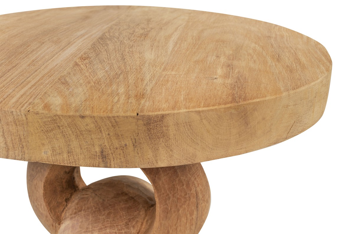 Casa Padrino Luxus Massivholz Beistelltisch Naturfarben Ø 49 x H. 64 cm - Skulpturaler Beistelltisch aus handgeschnitztem Dimb-Holz mit Kettenglied-Motiv - Luxus Möbel Casa Padrino Luxus Massivholz Beistelltisch Naturfarben Ø 49 x H. 64 cm - Skulpturaler Beistelltisch aus handgeschnitztem Dimb-Holz mit Kettenglied-Motiv - Luxus Möbel