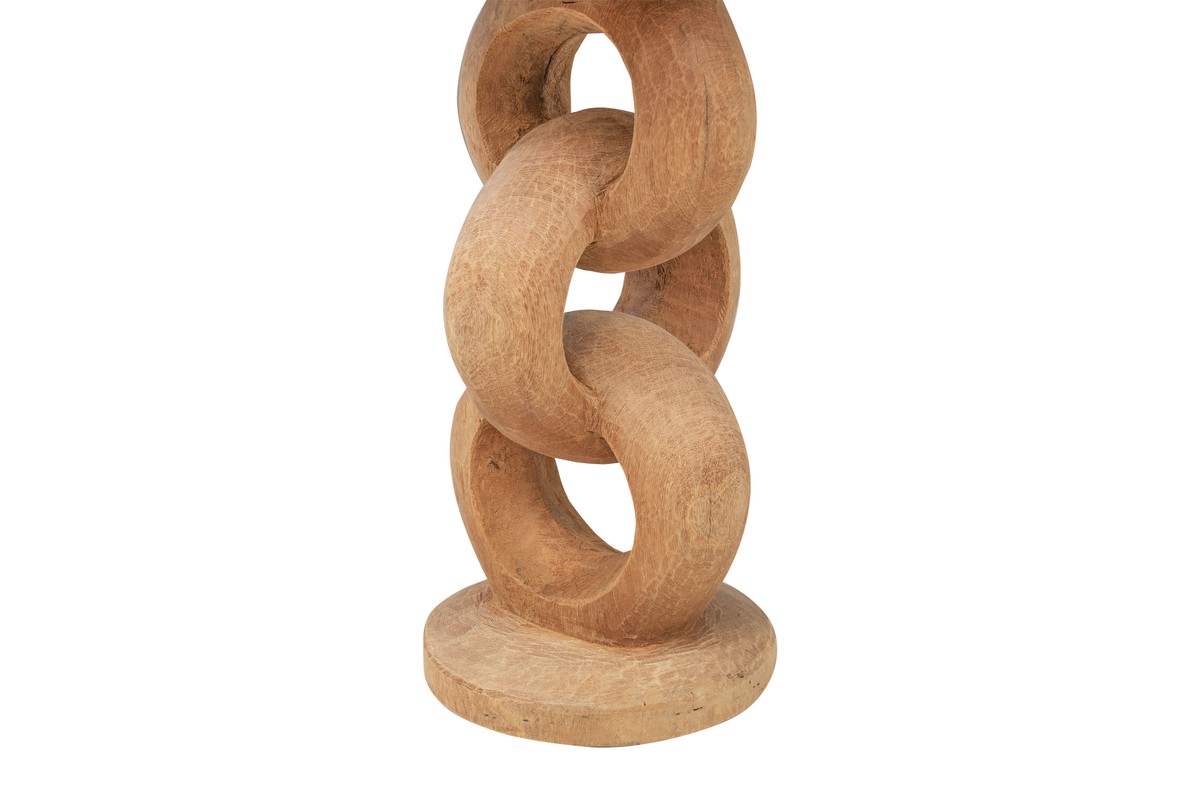 Casa Padrino Luxus Massivholz Beistelltisch Naturfarben Ø 49 x H. 64 cm - Skulpturaler Beistelltisch aus handgeschnitztem Dimb-Holz mit Kettenglied-Motiv - Luxus Möbel Casa Padrino Luxus Massivholz Beistelltisch Naturfarben Ø 49 x H. 64 cm - Skulpturaler Beistelltisch aus handgeschnitztem Dimb-Holz mit Kettenglied-Motiv - Luxus Möbel