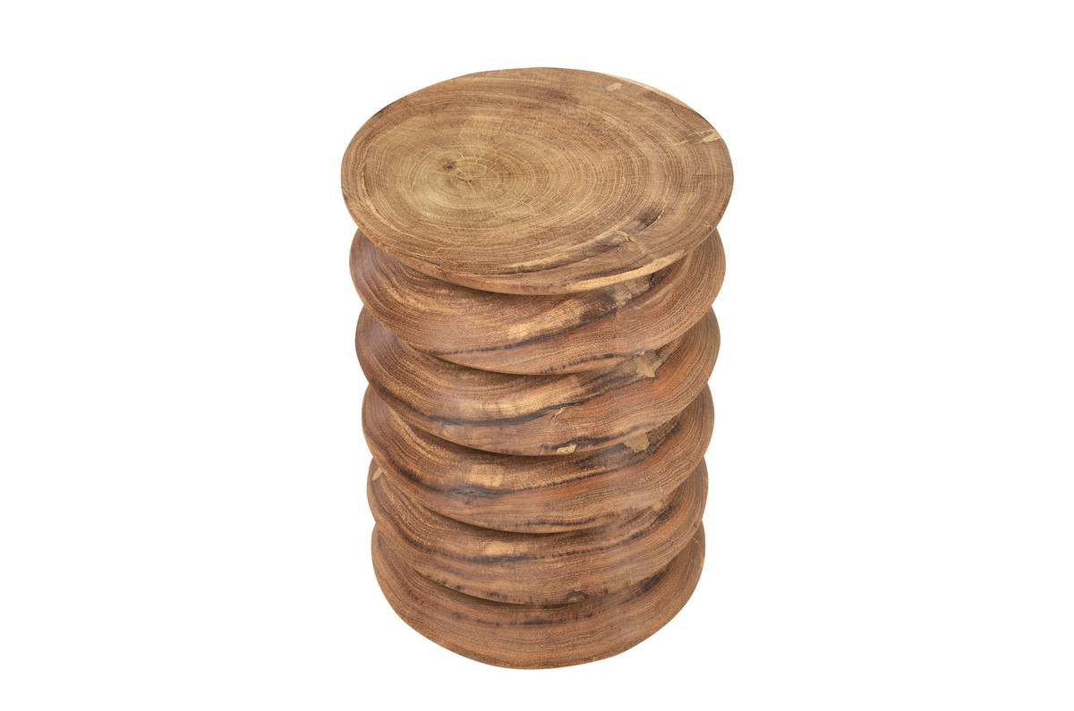 Casa Padrino Tavolino / Sgabello in Legno Massello di Lusso Naturale Ø 33 x H. 45,5 cm - Tavolino Tornito a Mano in Legno di Dimb con Silhouette a Fasce - Mobili di Lusso Casa Padrino Tavolino / Sgabello in Legno Massello di Lusso Naturale Ø 33 x H. 45,5 cm - Tavolino Tornito a Mano in Legno di Dimb con Silhouette a Fasce - Mobili di Lusso