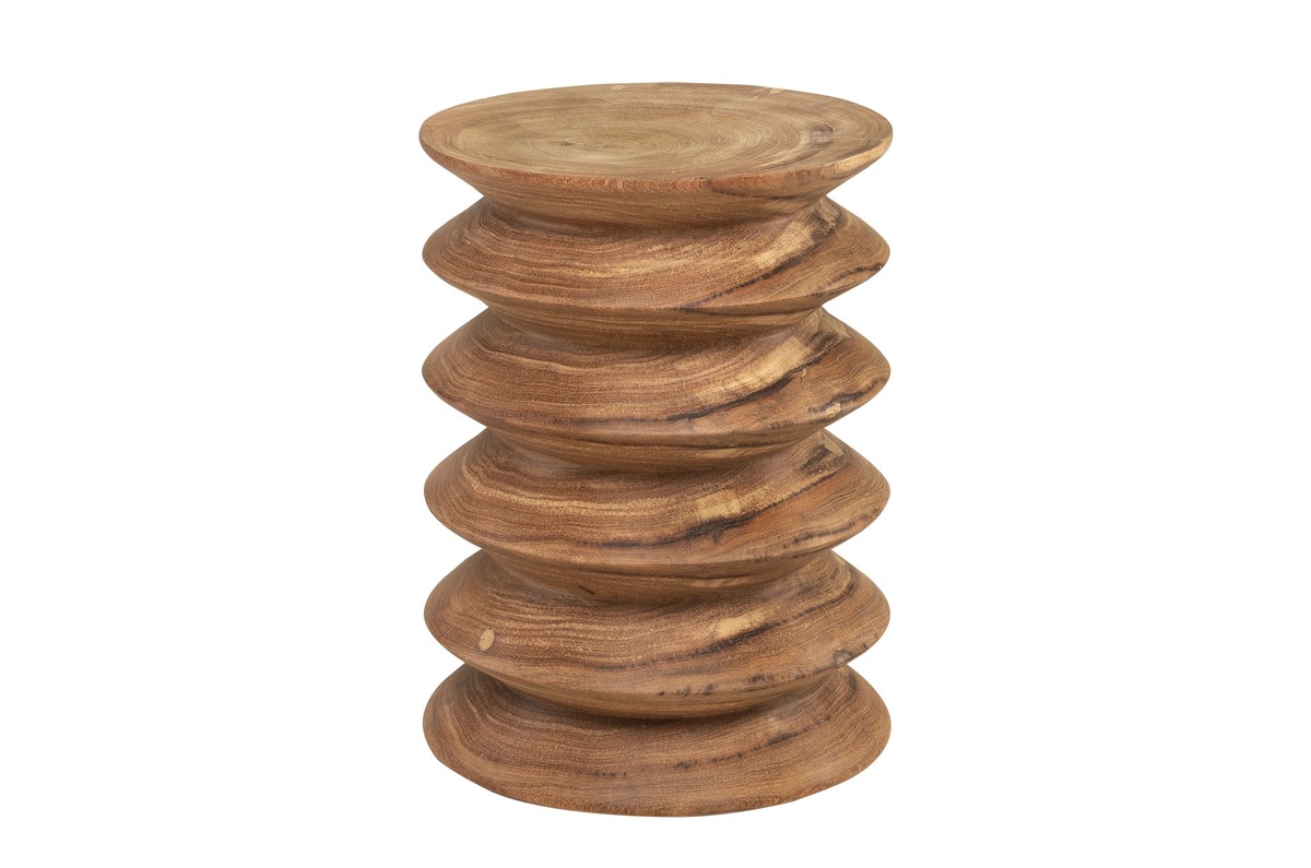 Casa Padrino Tavolino / Sgabello in Legno Massello di Lusso Naturale Ø 33 x H. 45,5 cm - Tavolino Tornito a Mano in Legno di Dimb con Silhouette a Fasce - Mobili di Lusso Casa Padrino Tavolino / Sgabello in Legno Massello di Lusso Naturale Ø 33 x H. 45,5 cm - Tavolino Tornito a Mano in Legno di Dimb con Silhouette a Fasce - Mobili di Lusso