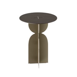 Casa Padrino Luxus Beistelltisch Braun / Bronzefarben Ø 50 x H. 60 cm - Runder Beistelltisch mit Platte in dunkelbraunem Eichenfurnier und gebürstetem Edelstahl Fuß - Luxus Möbel Casa Padrino Luxus Beistelltisch Braun / Bronzefarben Ø 50 x H. 60 cm - Runder Beistelltisch mit Platte in dunkelbraunem Eichenfurnier und gebürstetem Edelstahl Fuß - Luxus Möbel