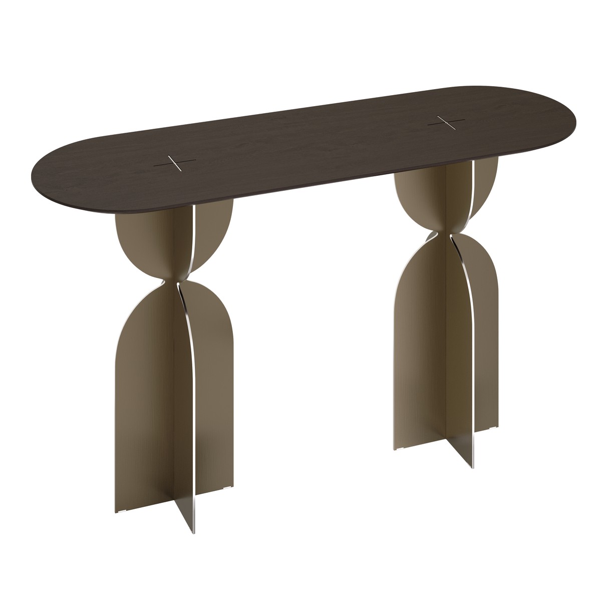 Casa Padrino Consola de Lujo Marrón / Bronce 140 x 46 x H. 80 cm - Elegante Mesa Consola con Tablero de Chapa de Roble Marrón Oscuro y Estructura de Acero Inoxidable Cepillado - Muebles de Lujo Casa Padrino Consola de Lujo Marrón / Bronce 140 x 46 x H. 80 cm - Elegante Mesa Consola con Tablero de Chapa de Roble Marrón Oscuro y Estructura de Acero Inoxidable Cepillado - Muebles de Lujo