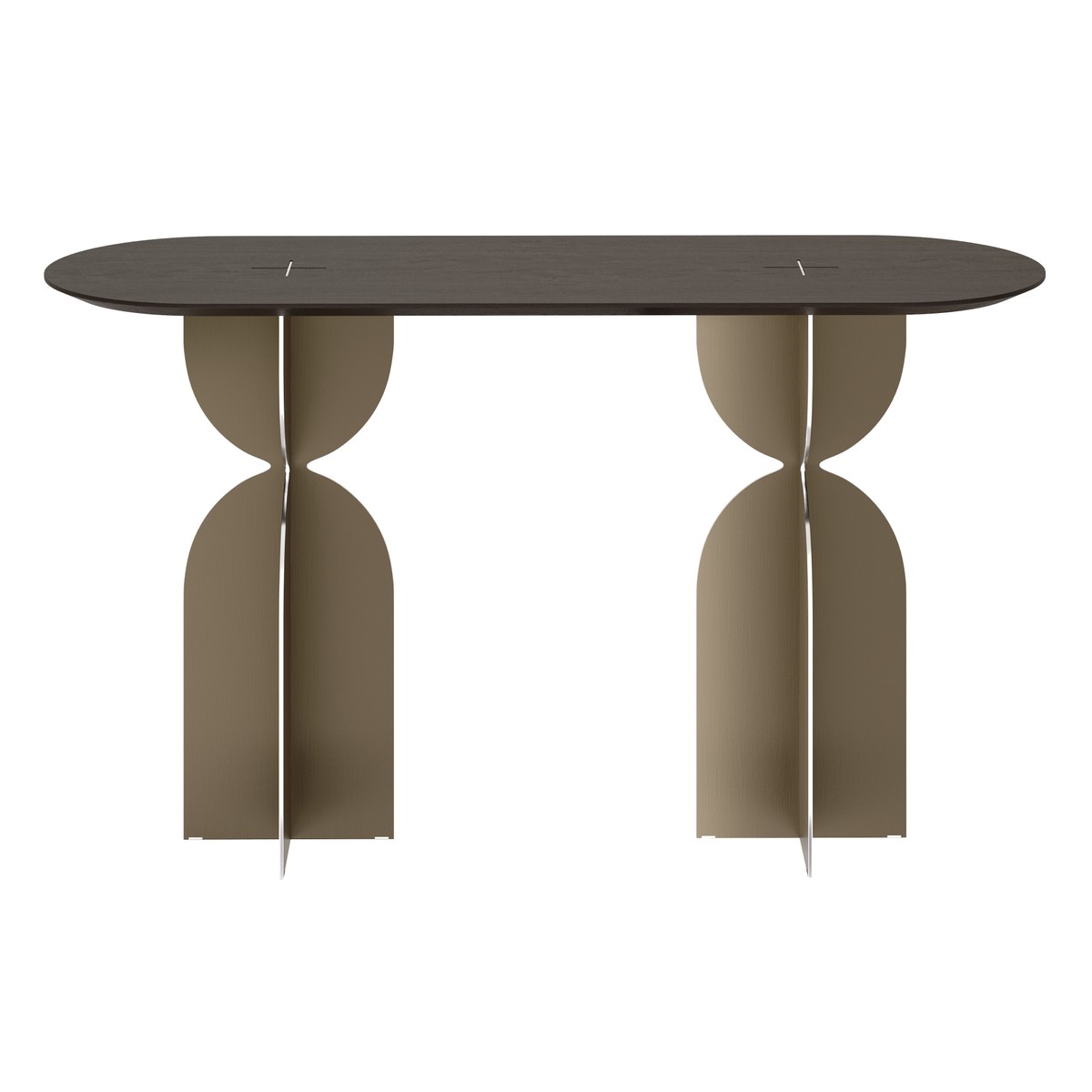 Casa Padrino Consola de Lujo Marrón / Bronce 140 x 46 x H. 80 cm - Elegante Mesa Consola con Tablero de Chapa de Roble Marrón Oscuro y Estructura de Acero Inoxidable Cepillado - Muebles de Lujo Casa Padrino Consola de Lujo Marrón / Bronce 140 x 46 x H. 80 cm - Elegante Mesa Consola con Tablero de Chapa de Roble Marrón Oscuro y Estructura de Acero Inoxidable Cepillado - Muebles de Lujo