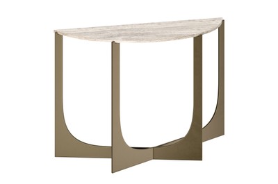Casa Padrino Luxury Console 120 x 40 x H. 76 cm - Console Table with Grey Travertine Top and Bronze Coloured Stainless Steel Frame - Luxury Furniture Casa Padrino Luxury Console 120 x 40 x H. 76 cm - Console Table with Grey Travertine Top and Bronze Coloured Stainless Steel Frame - Luxury Furniture