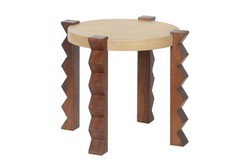 Casa Padrino Luxus Beistelltisch Naturfarben Ø 60 x H. 52 cm - Runder Mindi Massivholz Beistelltisch in Naturfarben und hellem Kaffeeton - Luxus Möbel