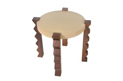 Casa Padrino Luxus Beistelltisch Naturfarben Ø 60 x H. 52 cm - Runder Mindi Massivholz Beistelltisch in Naturfarben und hellem Kaffeeton - Luxus Möbel