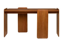 Casa Padrino Consola de Lujo Marrón 155 x 50 x H. 80 cm - Mesa Consola de Madera Maciza en un Cálido Tono Ámbar con Formas Suavemente Redondeadas - Muebles de Lujo