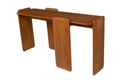 Casa Padrino Consola de Lujo Marrón 155 x 50 x H. 80 cm - Mesa Consola de Madera Maciza en un Cálido Tono Ámbar con Formas Suavemente Redondeadas - Muebles de Lujo