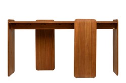Casa Padrino Consola de Lujo Marrón 155 x 50 x H. 80 cm - Mesa Consola de Madera Maciza en un Cálido Tono Ámbar con Formas Suavemente Redondeadas - Muebles de Lujo