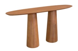 Casa Padrino Consola de Lujo Marrón 160 x 40 x H. 80 cm - Mesa Consola de Madera Maciza en un Cálido Tono Ámbar con Frente Escultural - Muebles de Lujo