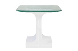 Casa Padrino Luxus Beistelltisch Cremeweiß 50 x 40 x H. 46 cm - Handgefertigter Keramik Beistelltisch mit Platte aus strukturiertem Klarglas - Luxus Möbel Casa Padrino Luxus Beistelltisch Cremeweiß 50 x 40 x H. 46 cm - Handgefertigter Keramik Beistelltisch mit Platte aus strukturiertem Klarglas - Luxus Möbel
