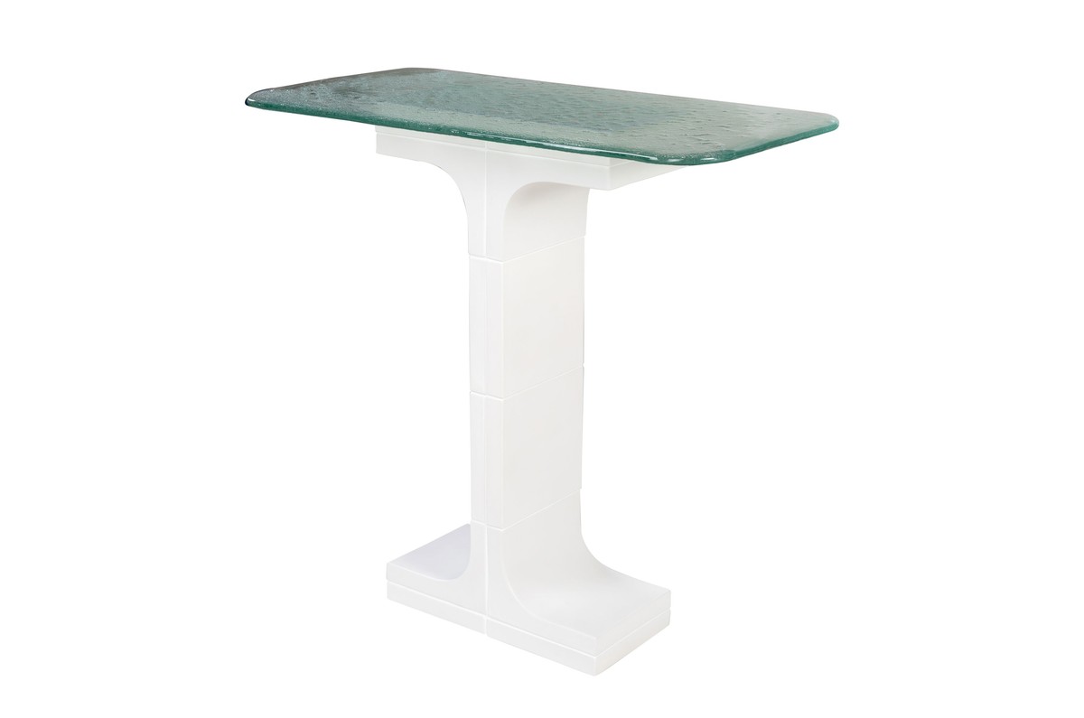 Casa Padrino Consola de Lujo Blanco Crema 80 x 40 x H. 80 cm - Mesa Consola de Cerámica Hecha a Mano con Tablero de Cristal Transparente Texturizado - Muebles de Lujo Casa Padrino Consola de Lujo Blanco Crema 80 x 40 x H. 80 cm - Mesa Consola de Cerámica Hecha a Mano con Tablero de Cristal Transparente Texturizado - Muebles de Lujo