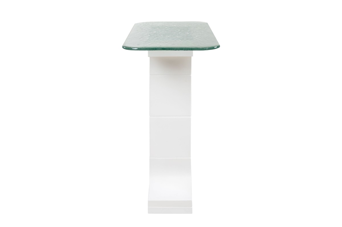 Casa Padrino Consola de Lujo Blanco Crema 80 x 40 x H. 80 cm - Mesa Consola de Cerámica Hecha a Mano con Tablero de Cristal Transparente Texturizado - Muebles de Lujo Casa Padrino Consola de Lujo Blanco Crema 80 x 40 x H. 80 cm - Mesa Consola de Cerámica Hecha a Mano con Tablero de Cristal Transparente Texturizado - Muebles de Lujo