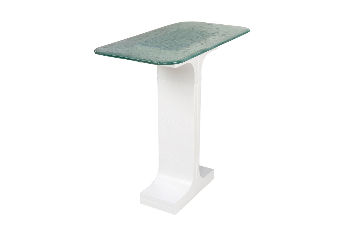 Casa Padrino Consola de Lujo Blanco Crema 80 x 40 x H. 80 cm - Mesa Consola de Cerámica Hecha a Mano con Tablero de Cristal Transparente Texturizado - Muebles de Lujo Casa Padrino Consola de Lujo Blanco Crema 80 x 40 x H. 80 cm - Mesa Consola de Cerámica Hecha a Mano con Tablero de Cristal Transparente Texturizado - Muebles de Lujo