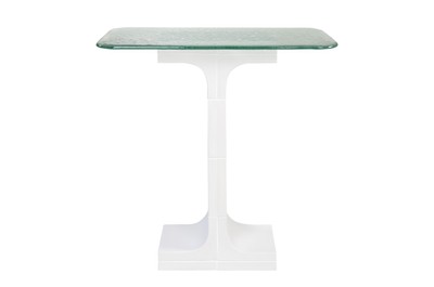 Casa Padrino Luxury Console Cream White 80 x 40 x H. 80 cm - Handmade Ceramic Console Table with Textured Clear Glass Top - Luxury Furniture Casa Padrino Luxury Console Cream White 80 x 40 x H. 80 cm - Handmade Ceramic Console Table with Textured Clear Glass Top - Luxury Furniture