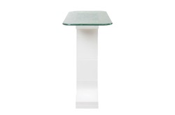 Casa Padrino Consola de Lujo Blanco Crema 80 x 40 x H. 80 cm - Mesa Consola de Cerámica Hecha a Mano con Tablero de Cristal Transparente Texturizado - Muebles de Lujo Casa Padrino Consola de Lujo Blanco Crema 80 x 40 x H. 80 cm - Mesa Consola de Cerámica Hecha a Mano con Tablero de Cristal Transparente Texturizado - Muebles de Lujo