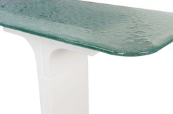 Casa Padrino Consola de Lujo Blanco Crema 80 x 40 x H. 80 cm - Mesa Consola de Cerámica Hecha a Mano con Tablero de Cristal Transparente Texturizado - Muebles de Lujo Casa Padrino Consola de Lujo Blanco Crema 80 x 40 x H. 80 cm - Mesa Consola de Cerámica Hecha a Mano con Tablero de Cristal Transparente Texturizado - Muebles de Lujo