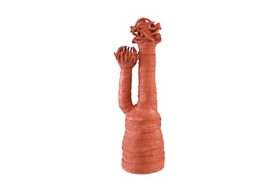 Casa Padrino Luxus Deko Skulptur Koralle Terrakottafarben 28 x 33 x H. 80 cm - Handgeformte organische Terrakotta Skulptur in Korallenform - Luxus Deko Accessoires
