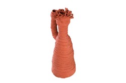Casa Padrino Luxus Deko Skulptur Koralle Terrakottafarben 30 x 30 x H. 65 cm - Durchbrochene Terrakotta Skulptur in organischer Korallenform - Luxus Deko Accessoires