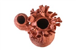 Casa Padrino Luxus Deko Skulptur Koralle Terrakottafarben 30 x 30 x H. 65 cm - Durchbrochene Terrakotta Skulptur in organischer Korallenform - Luxus Deko Accessoires