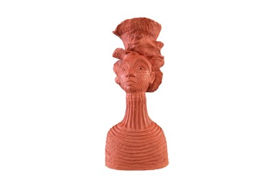 Casa Padrino Luxus Deko Skulptur Frauenfigur Terrakottafarben 40 x 35 x H. 75 cm - Stilisierte weibliche Figur aus handgeformter Terrakotta - Luxus Deko Accessoires