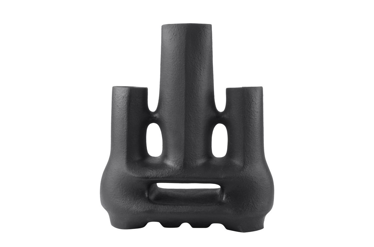 Casa Padrino Luxus Vase Schwarz 38,5 x 18 x H. 45 cm - Große Keramik Vase der Linked Serie mit strukturierter Oberfläche - Luxus Deko Accessoires Casa Padrino Luxus Vase Schwarz 38,5 x 18 x H. 45 cm - Große Keramik Vase der Linked Serie mit strukturierter Oberfläche - Luxus Deko Accessoires