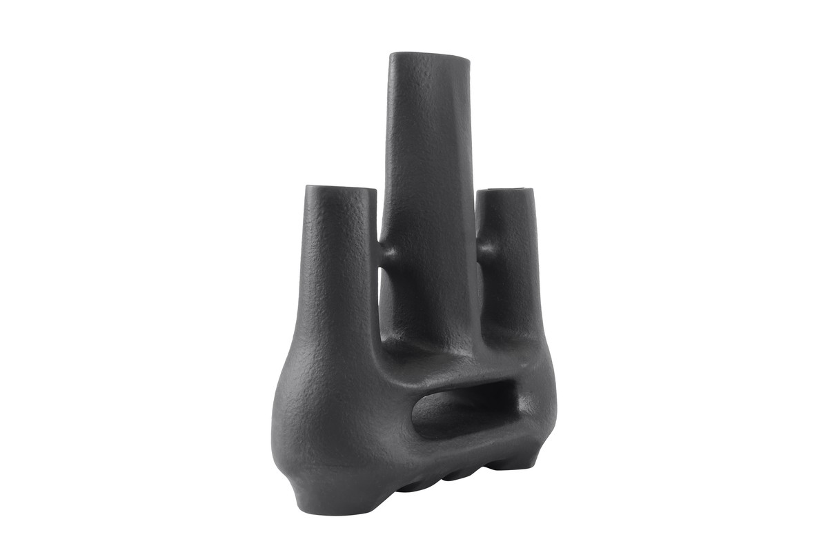 Casa Padrino Luxus Vase Schwarz 38,5 x 18 x H. 45 cm - Große Keramik Vase der Linked Serie mit strukturierter Oberfläche - Luxus Deko Accessoires Casa Padrino Luxus Vase Schwarz 38,5 x 18 x H. 45 cm - Große Keramik Vase der Linked Serie mit strukturierter Oberfläche - Luxus Deko Accessoires