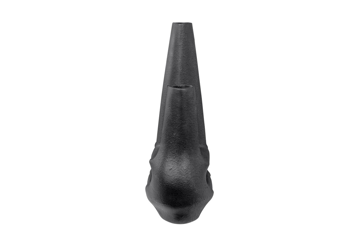 Casa Padrino Luxus Vase Schwarz 38,5 x 18 x H. 45 cm - Große Keramik Vase der Linked Serie mit strukturierter Oberfläche - Luxus Deko Accessoires Casa Padrino Luxus Vase Schwarz 38,5 x 18 x H. 45 cm - Große Keramik Vase der Linked Serie mit strukturierter Oberfläche - Luxus Deko Accessoires