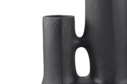 Casa Padrino Luxus Vase Schwarz 38,5 x 18 x H. 45 cm - Große Keramik Vase der Linked Serie mit strukturierter Oberfläche - Luxus Deko Accessoires Casa Padrino Luxus Vase Schwarz 38,5 x 18 x H. 45 cm - Große Keramik Vase der Linked Serie mit strukturierter Oberfläche - Luxus Deko Accessoires